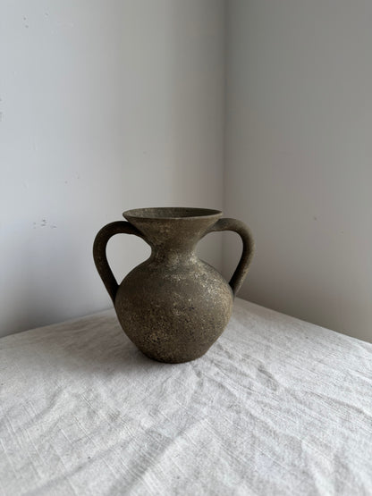 Up-cycled  | earthy brown small double handled vase