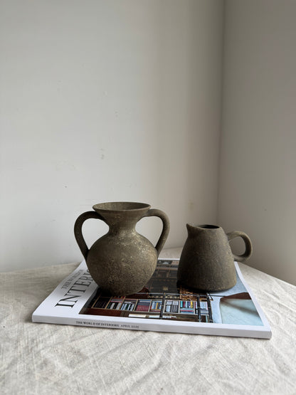Up-cycled  | earthy brown small decorative jug