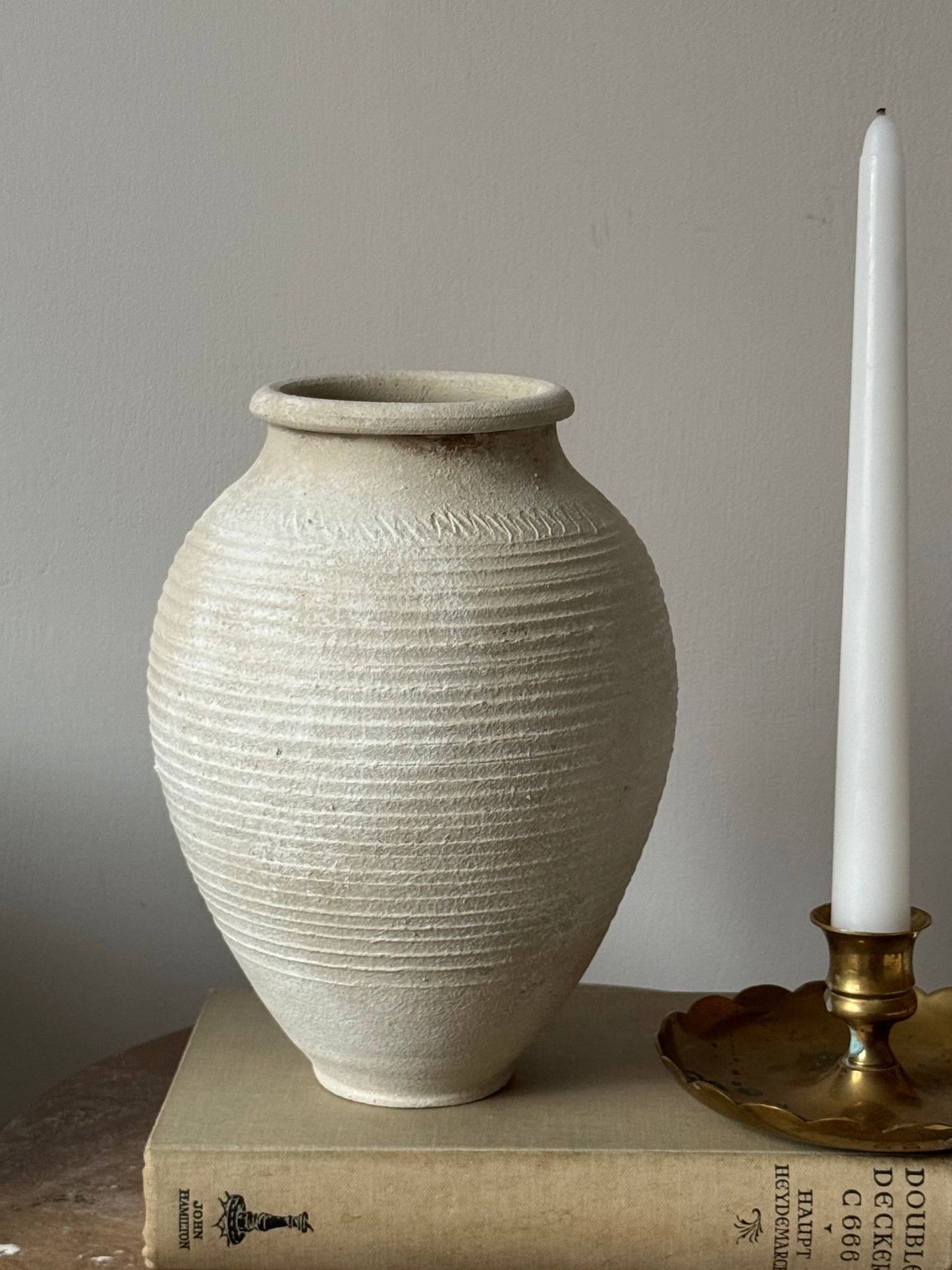 Up-Cycled | Line Detail Off-White Rounded Vase