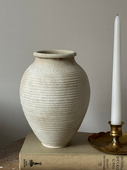 Up-Cycled | Line Detail Off-White Rounded Vase