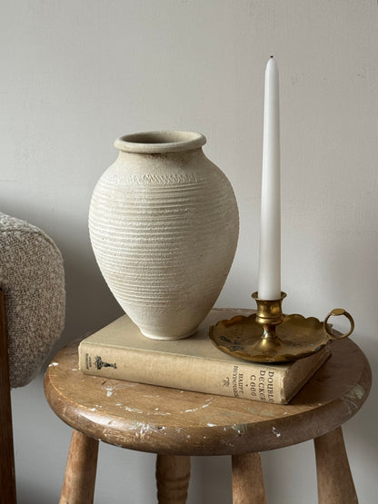 Up-Cycled | Line Detail Off-White Rounded Vase