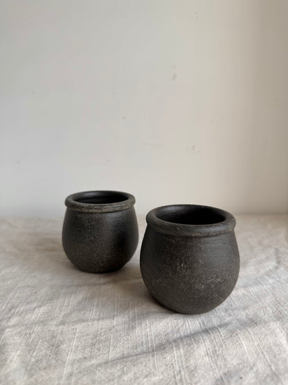 Up-cycled  | dark earthy brown mini pottery
