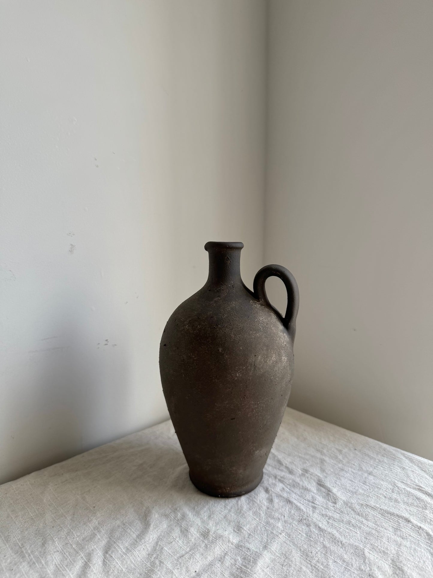 EARTH  | earthy brown rounded handled vase/pitcher