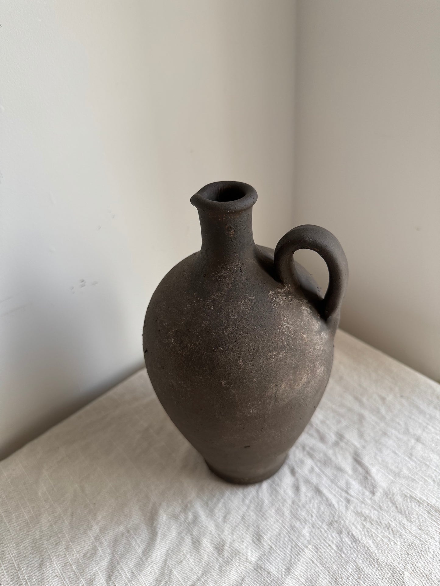 EARTH  | earthy brown rounded handled vase/pitcher