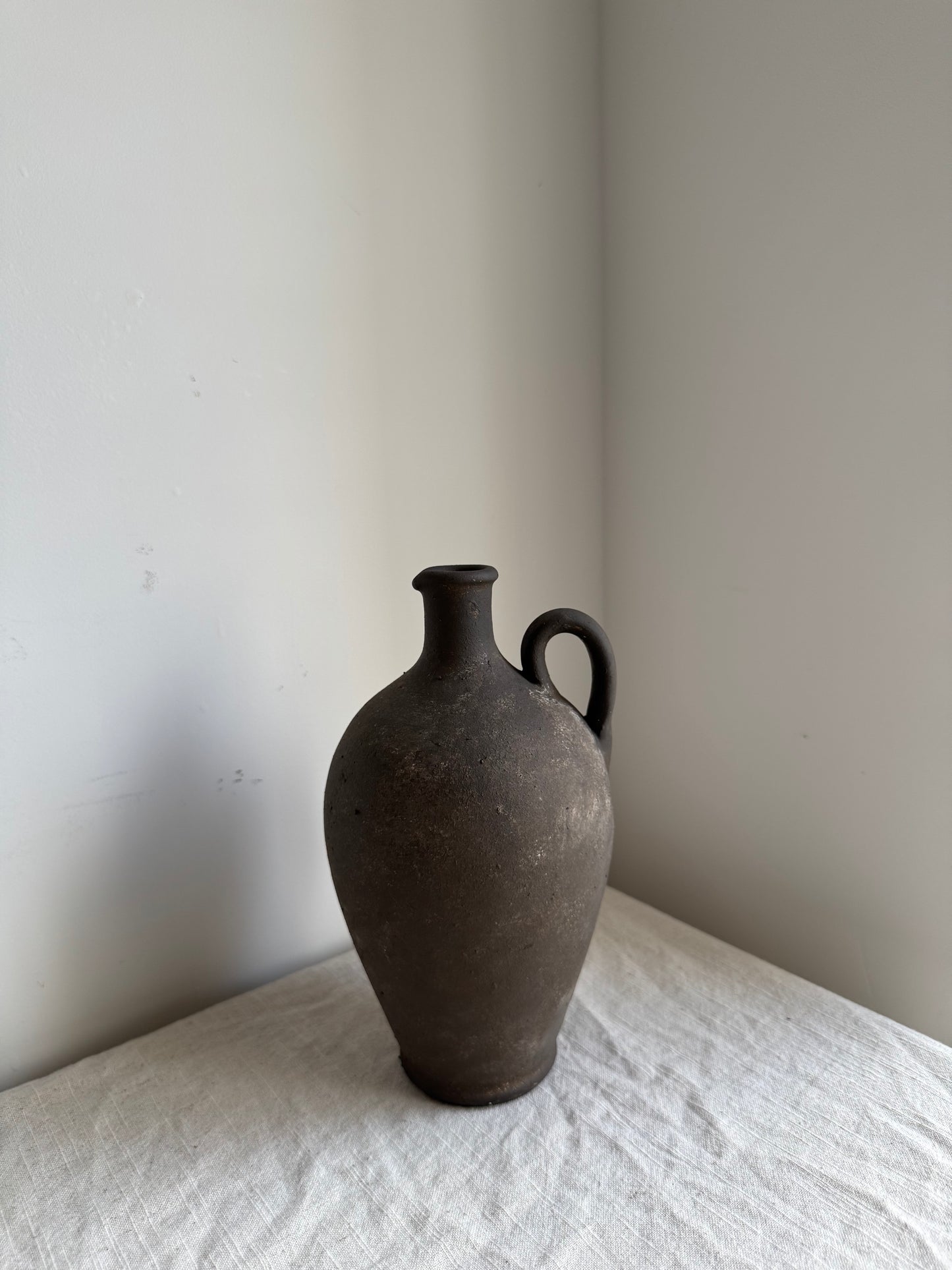 EARTH  | earthy brown rounded handled vase/pitcher