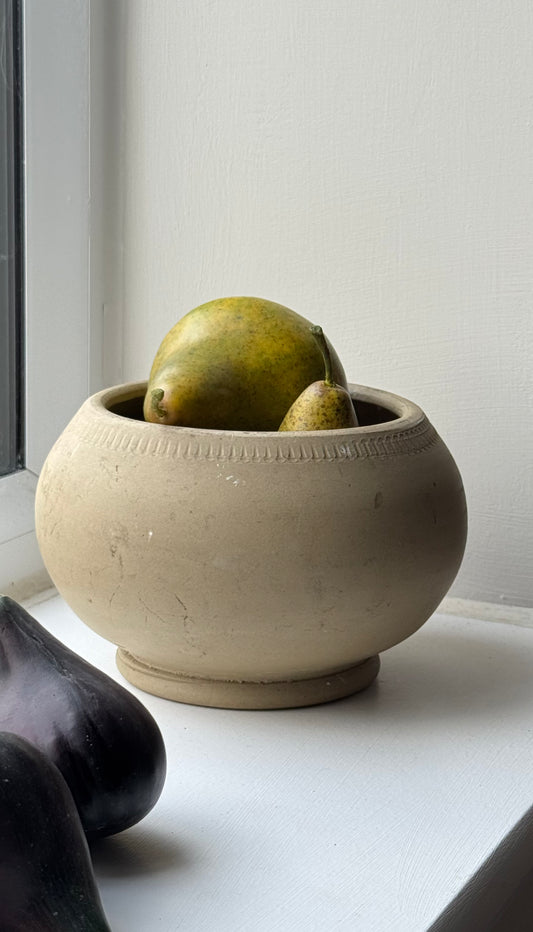 Vintage Hand-Thrown Low Bowl