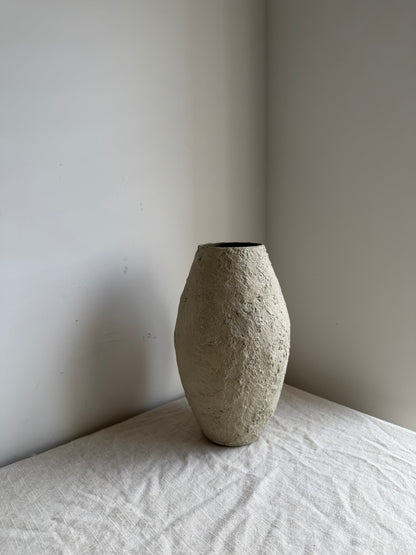 Up-cycled  |  light beige heavy textured vase