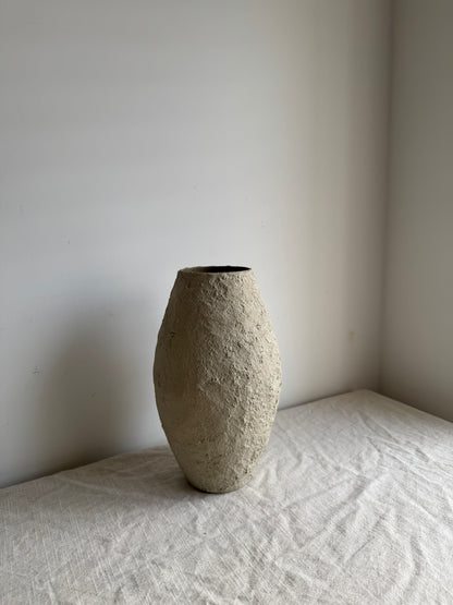 Up-cycled  |  light beige heavy textured vase