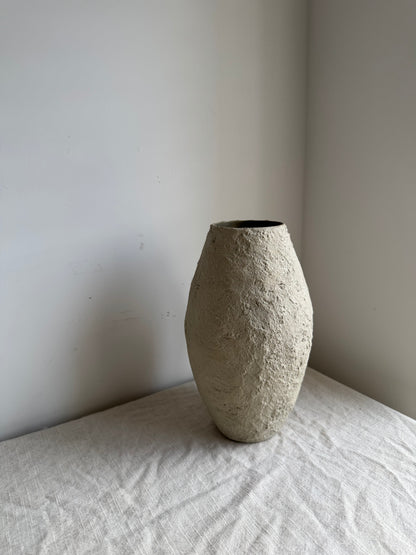 Up-cycled  |  light beige heavy textured vase
