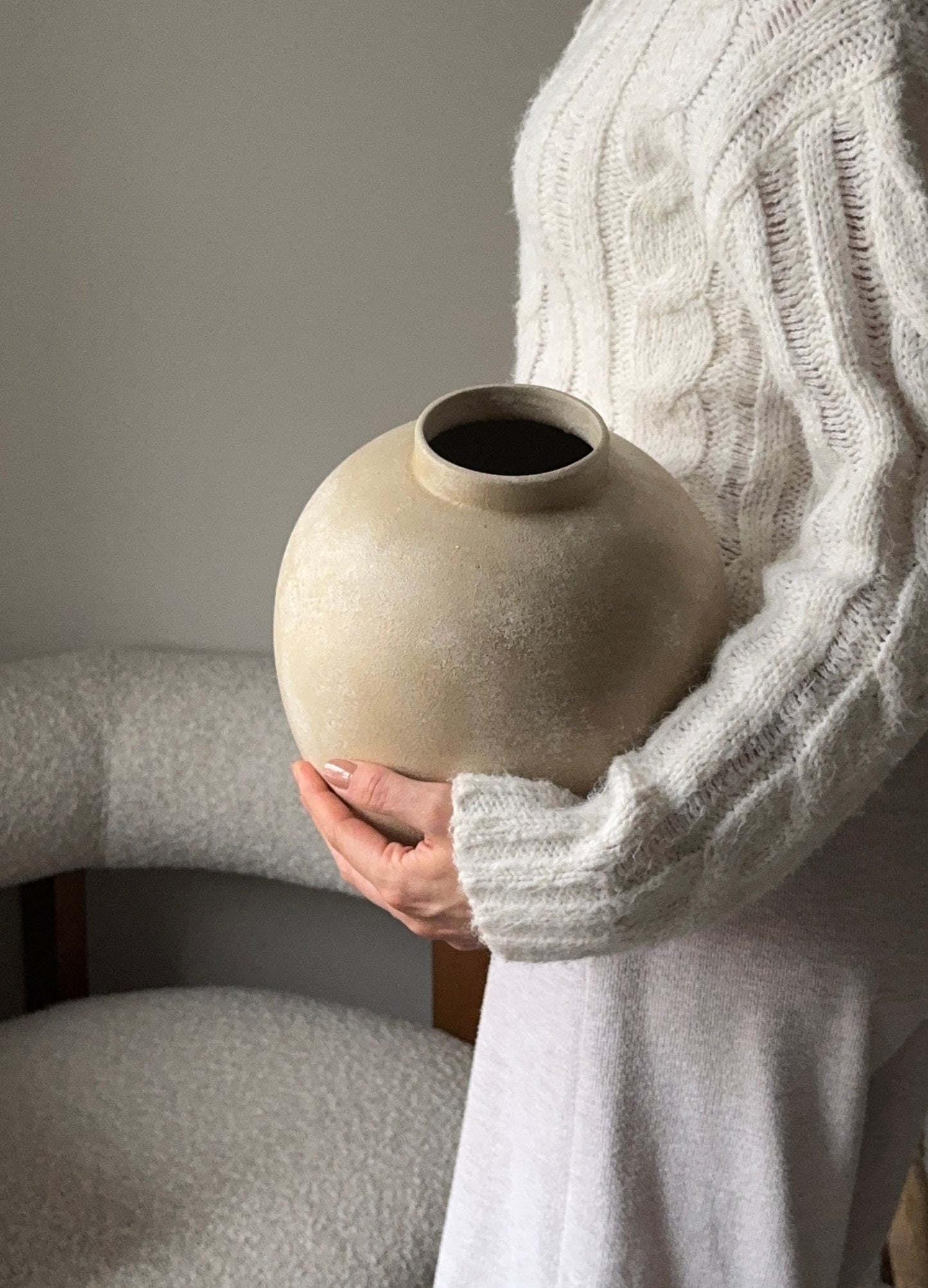 Up-Cycled | Large Rounded Beige Patina Vase