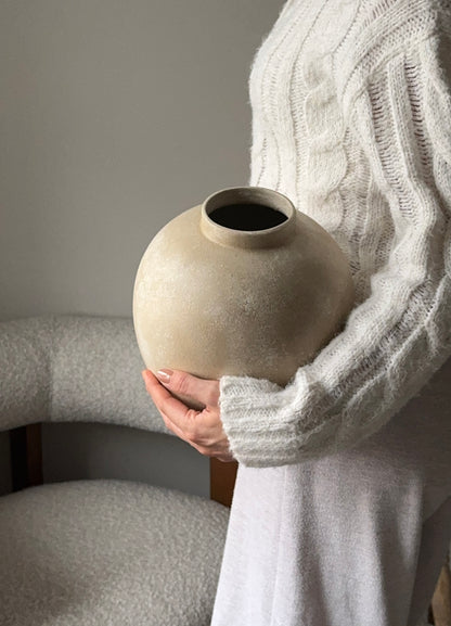 Up-Cycled | Large Rounded Beige Patina Vase