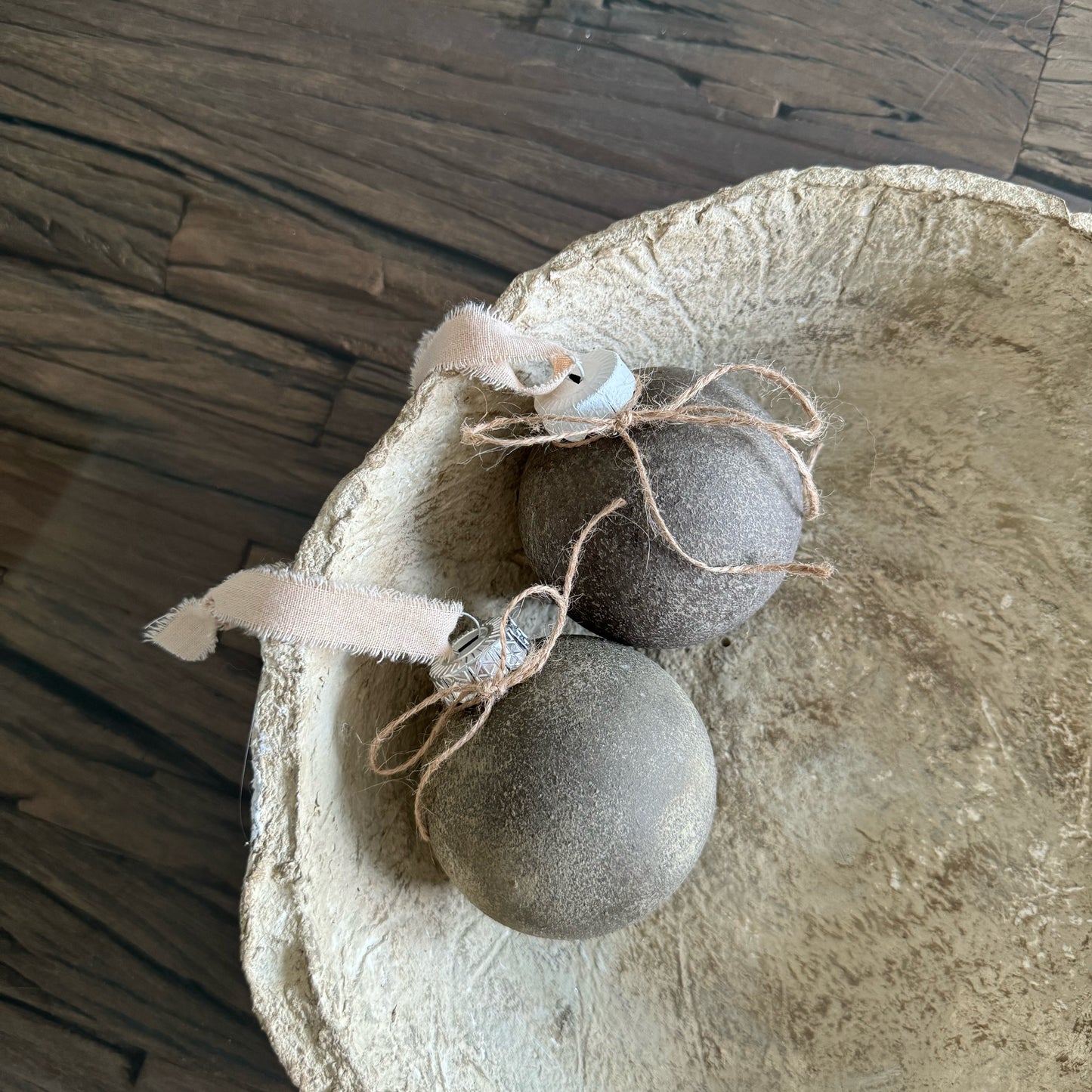 Rustic up-cycled bauble DARK BEIGE