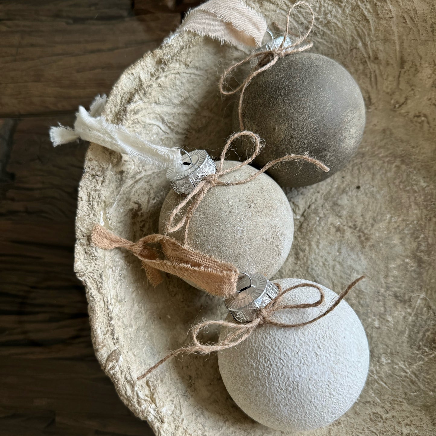 Rustic up-cycled bauble SET OF 3