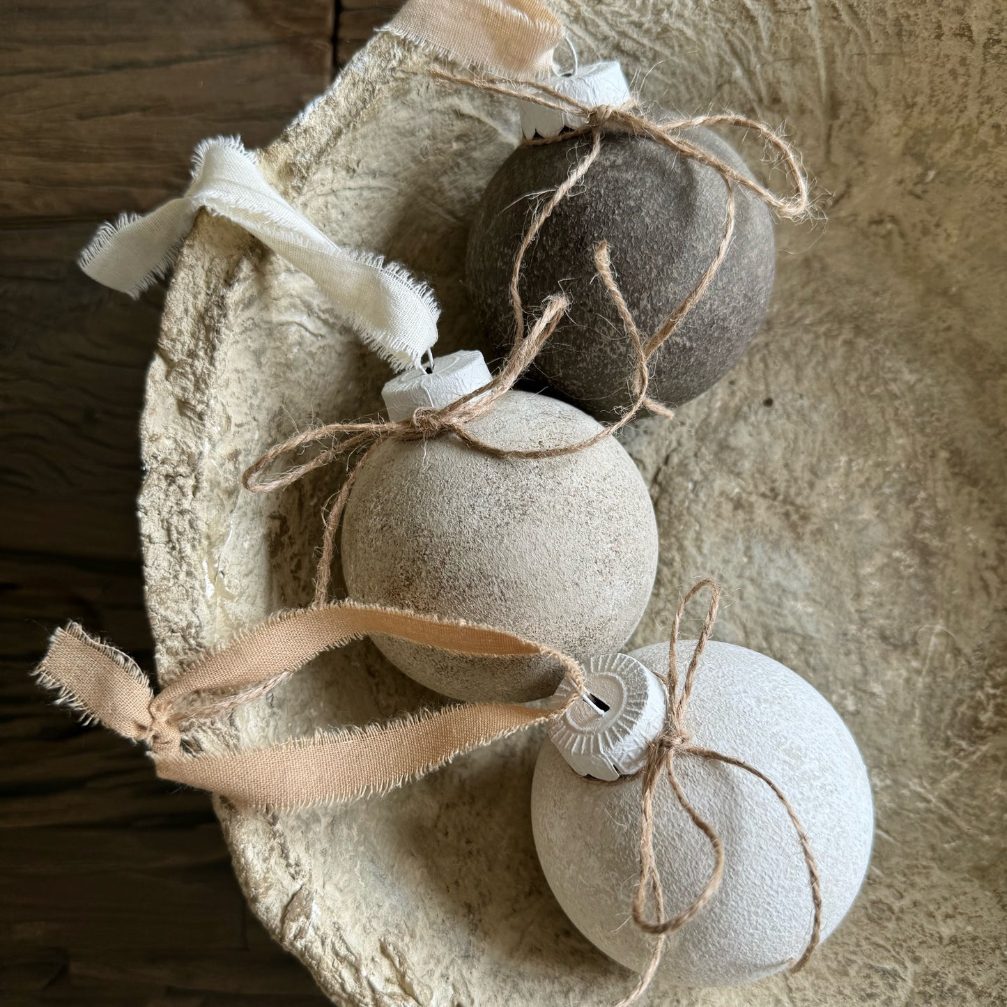 Rustic up-cycled bauble SET OF 3