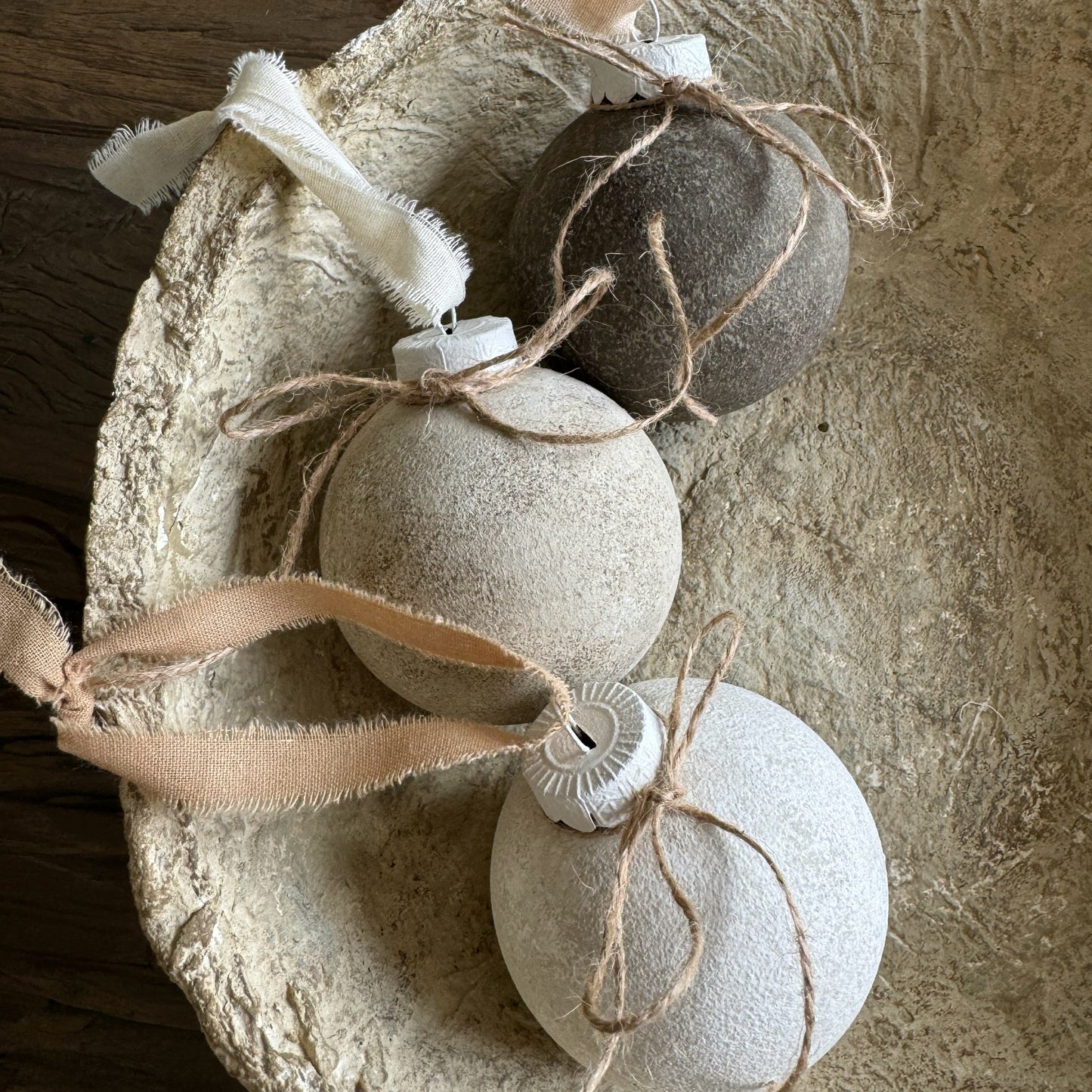 Rustic up-cycled bauble SET OF 3