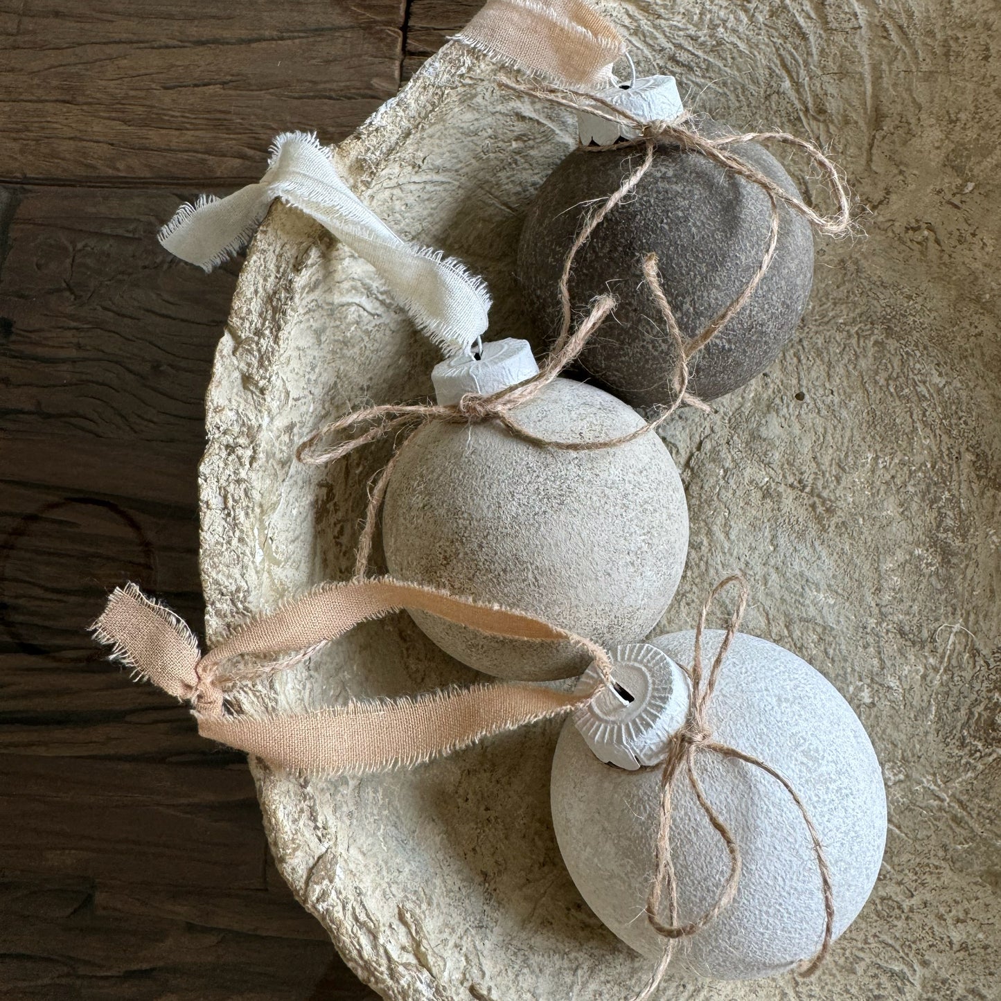 Rustic up-cycled bauble SET OF 3