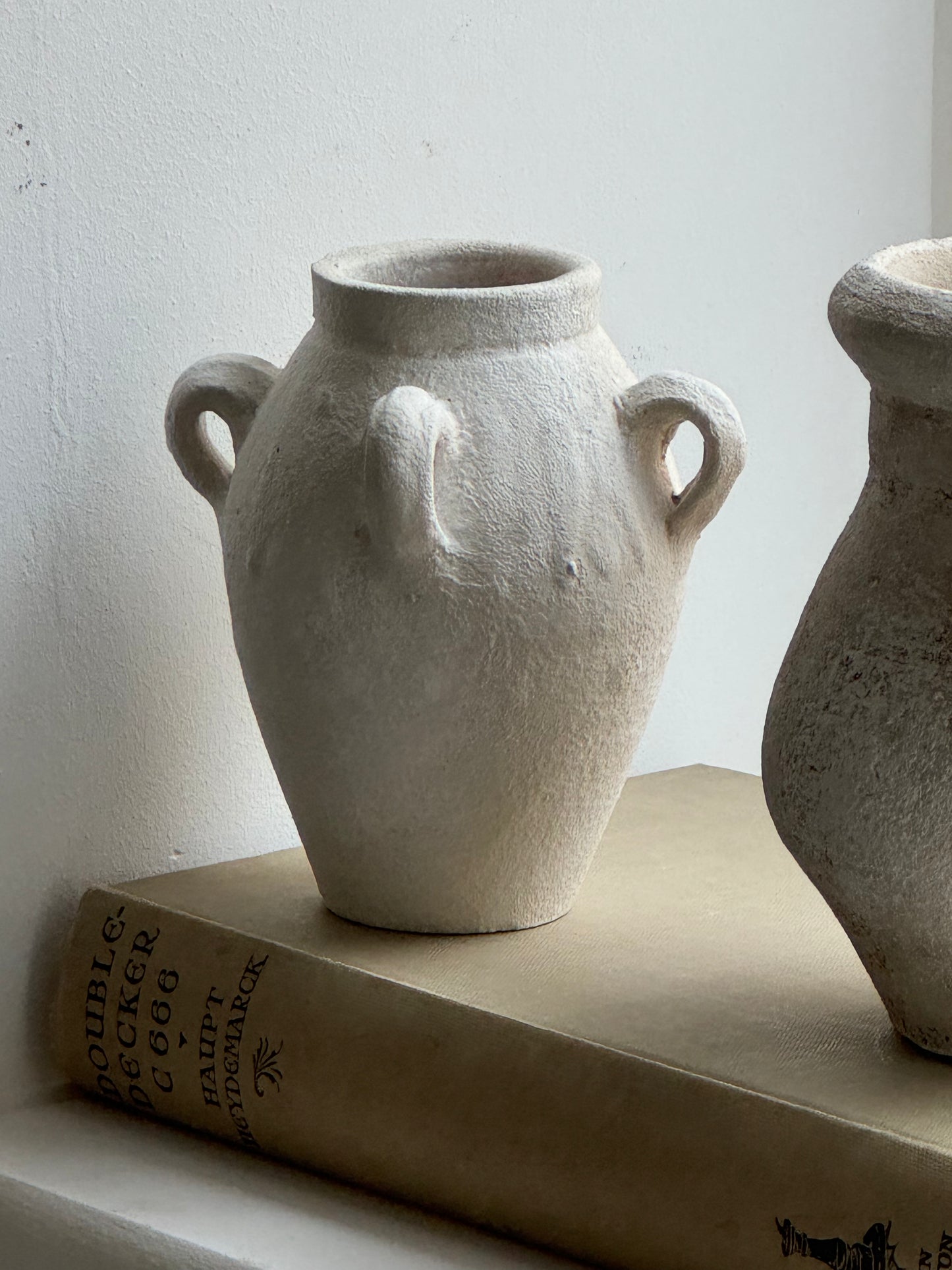 Up-Cycled | Small Off-White Mediterranean Handled Vase