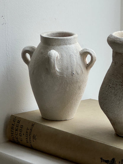 Up-Cycled | Small Off-White Mediterranean Handled Vase