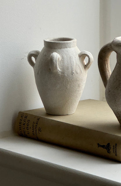 Up-Cycled | Small Off-White Mediterranean Handled Vase