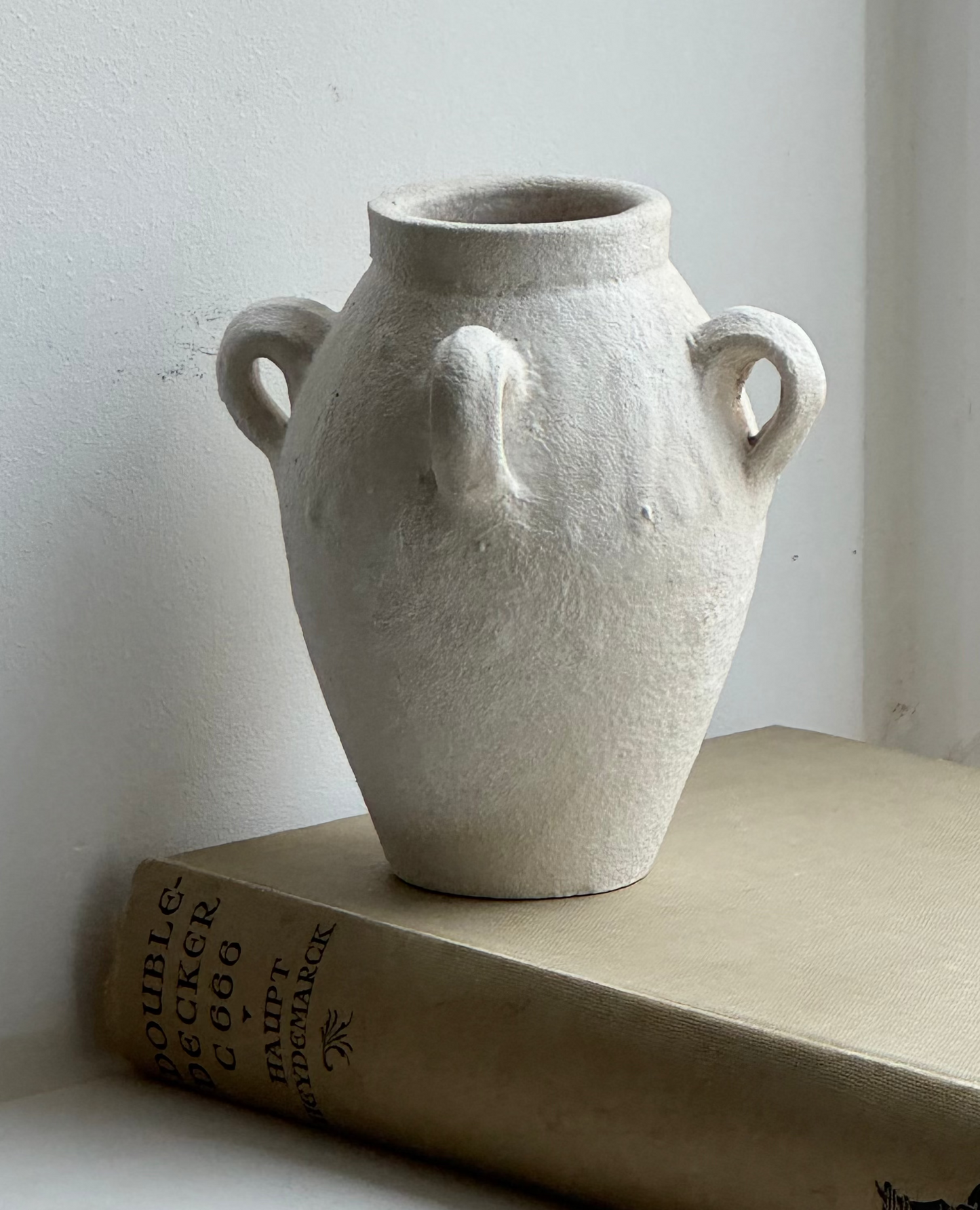 Up-Cycled | Small Off-White Mediterranean Handled Vase