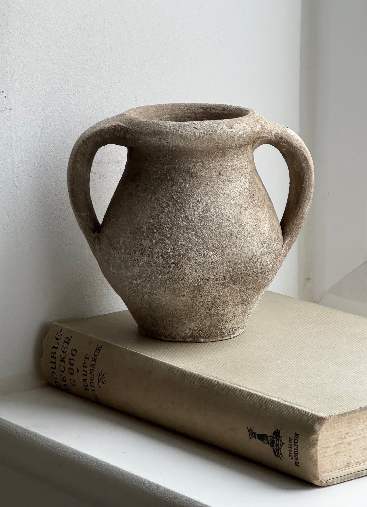 Up-Cycled | Beige Patina-Effect Double Handled Pot