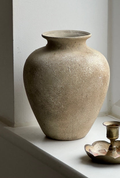Up-Cycled | Beige Stone Effect Medium Tapered Vase
