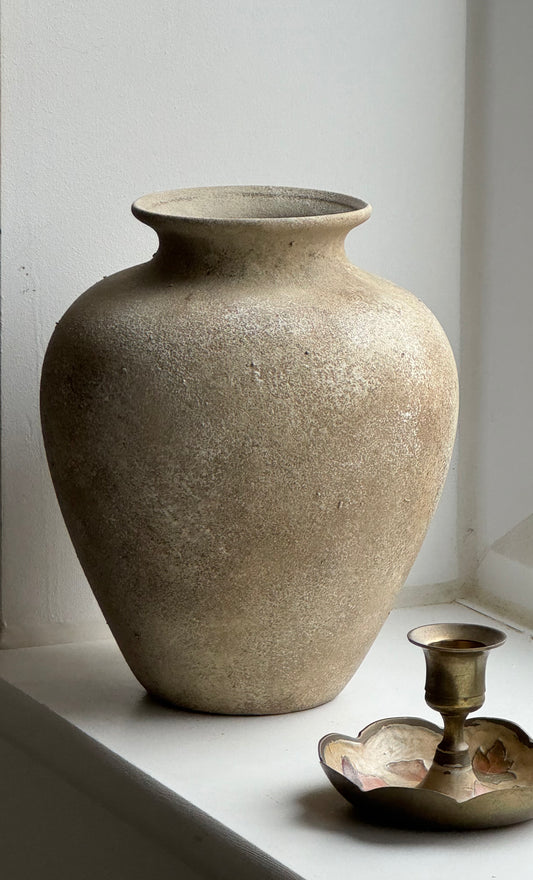 Up-Cycled | Beige Stone Effect Medium Tapered Vase