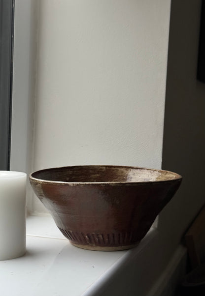 Vintage Etched Base Stoneware Bowl