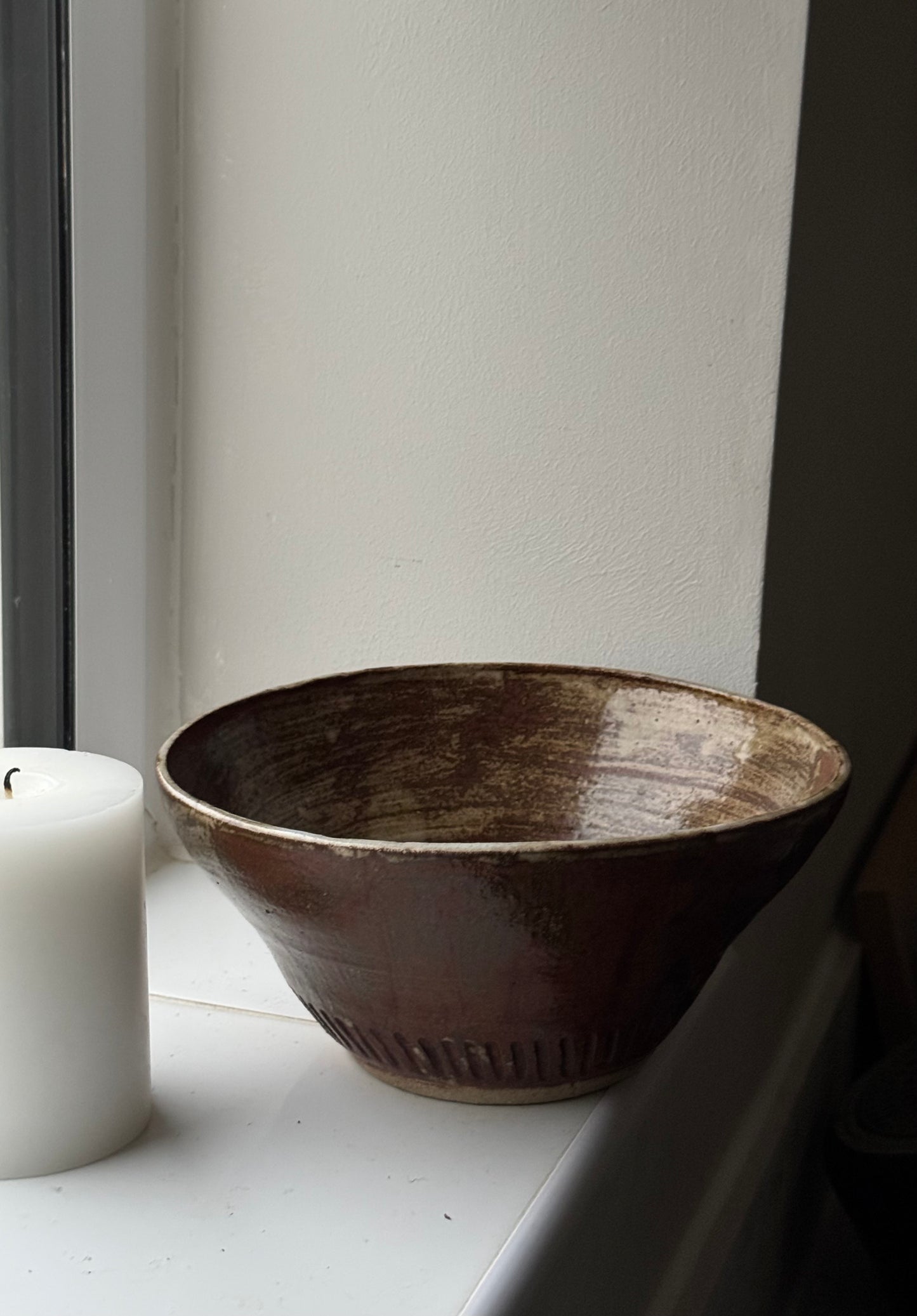 Vintage Etched Base Stoneware Bowl