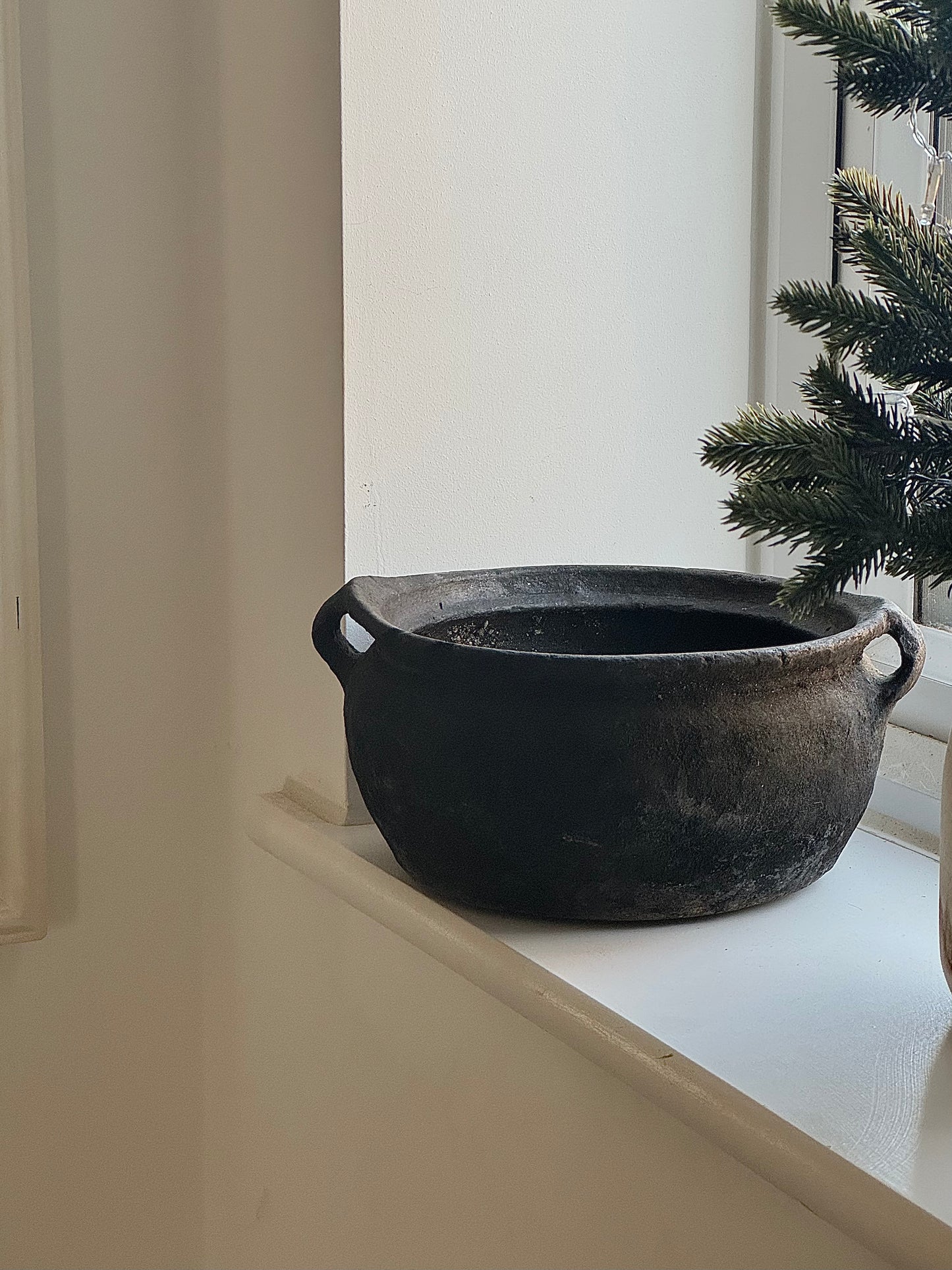 Vintage low rounded earthenware pot