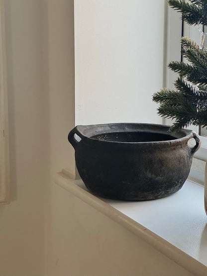 Vintage low rounded earthenware pot