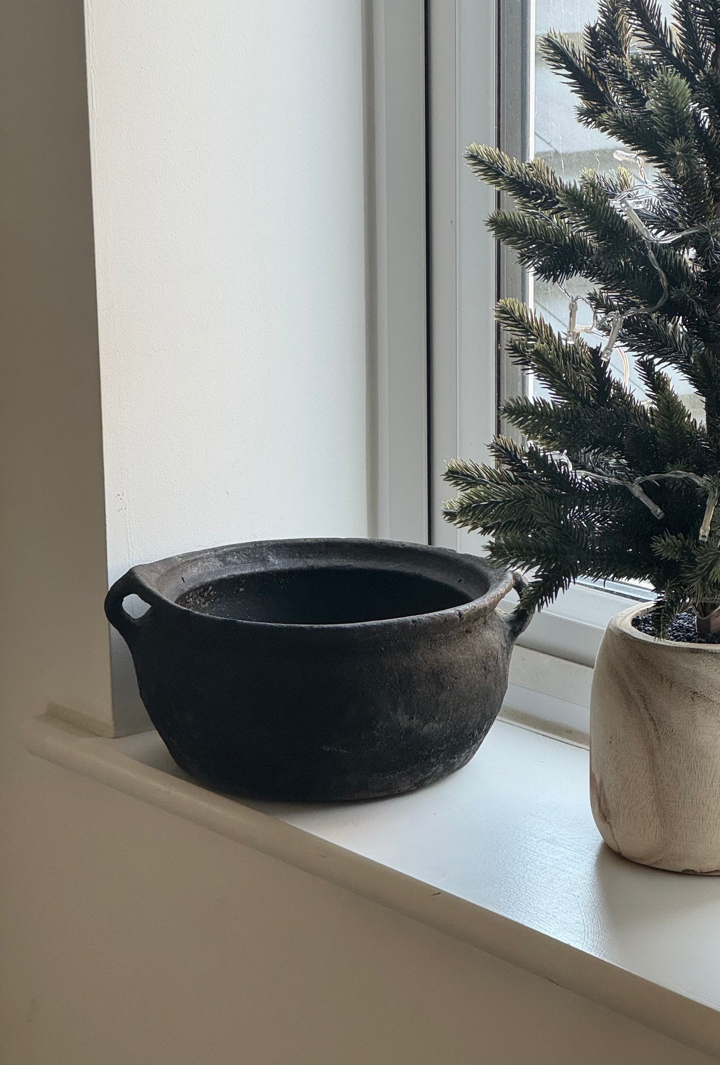 Vintage low rounded earthenware pot