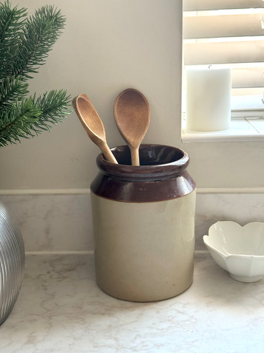 Vintage Glazed Stoneware Utility Jar