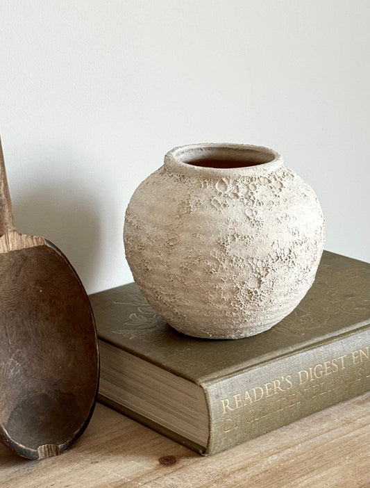 Up-Cycled | Neutral Beige Rounded Textured Vase