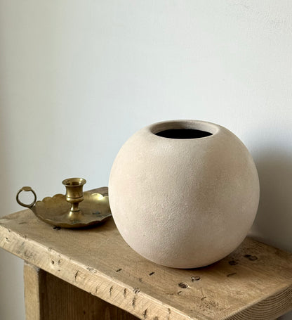 Up-Cycled | Smooth Neutral Beige Rounded Vase