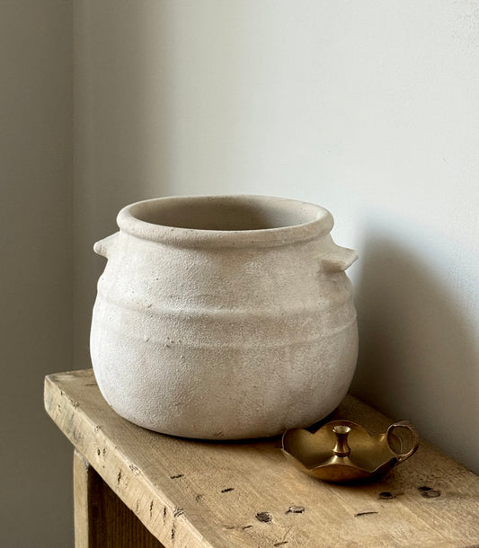 Up-Cycled | Neutral Beige Round Utility Style Pot