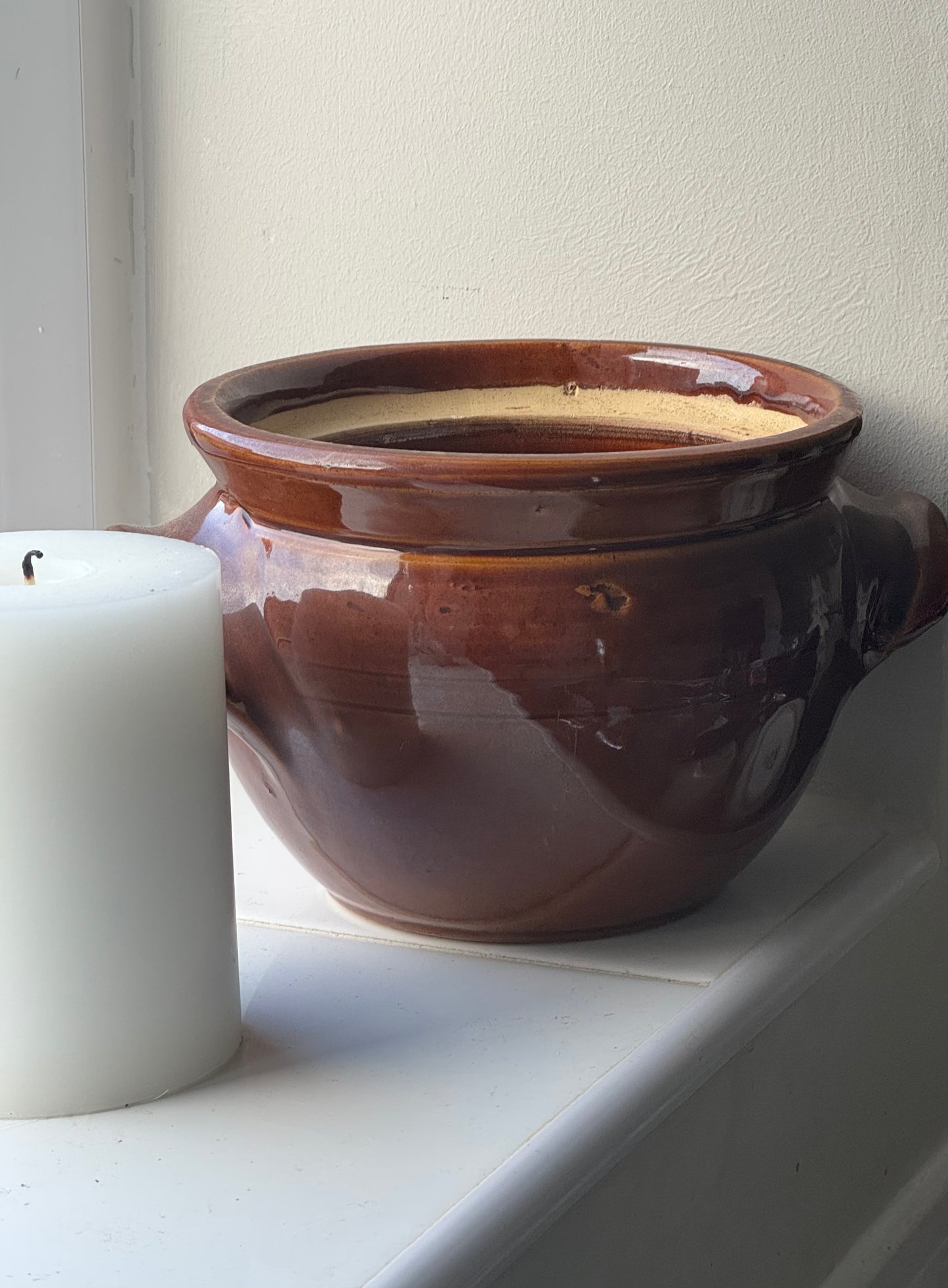 Vintage Brown Glazed Confit Pot