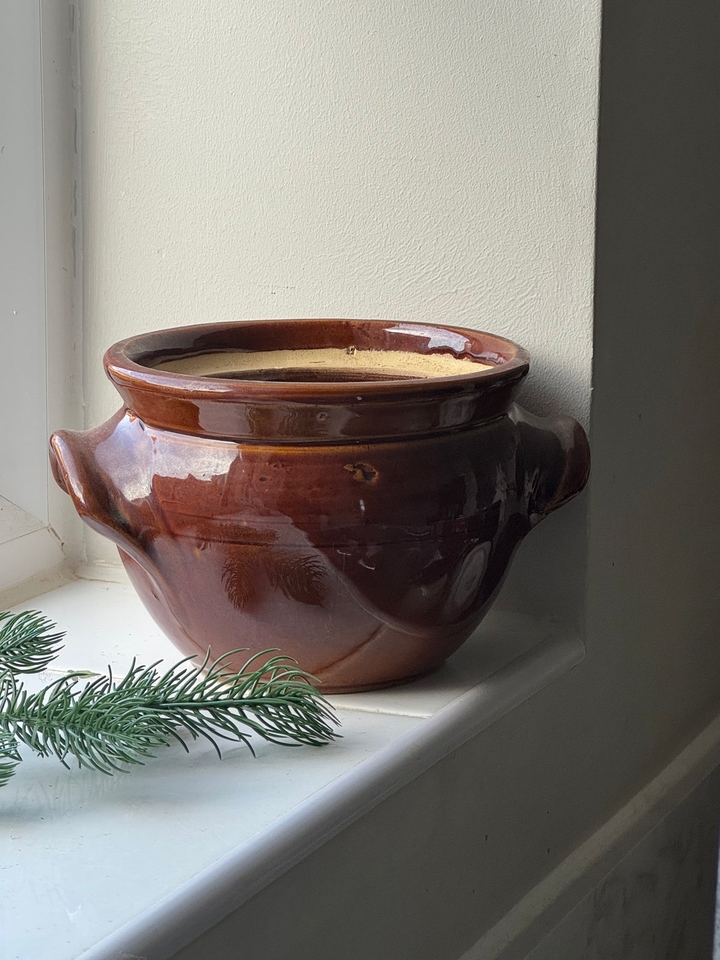 Vintage Brown Glazed Confit Pot