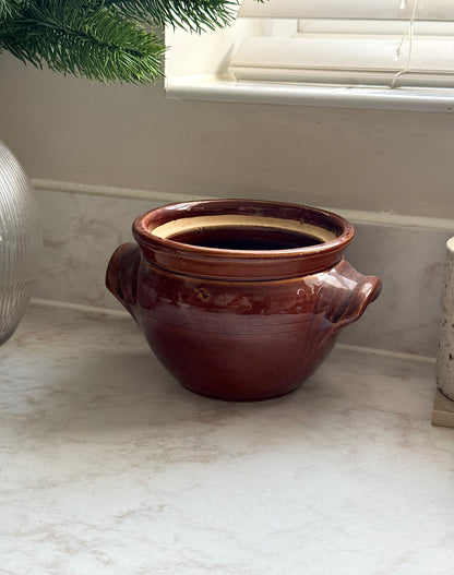 Vintage Brown Glazed Confit Pot