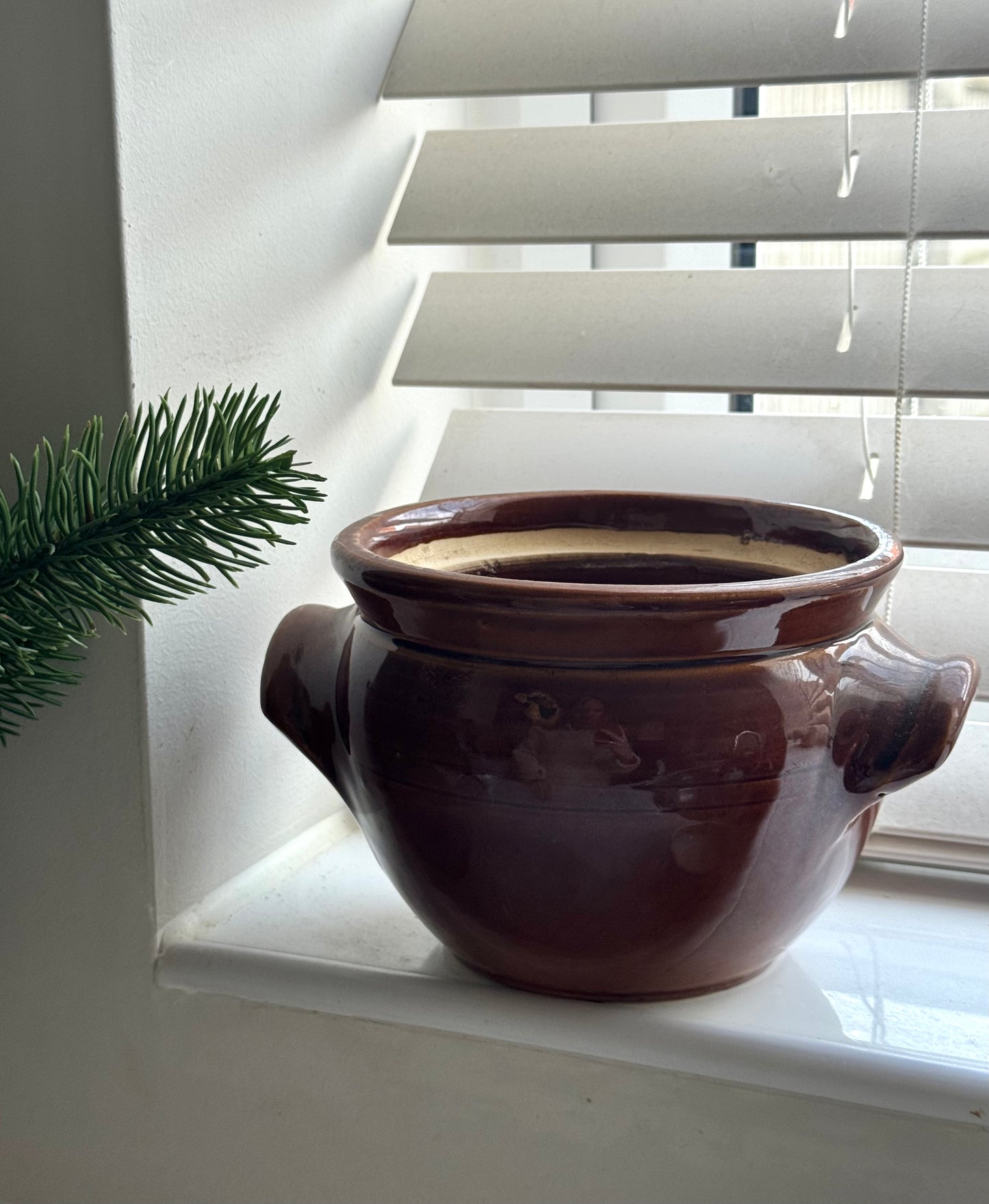 Vintage Brown Glazed Confit Pot
