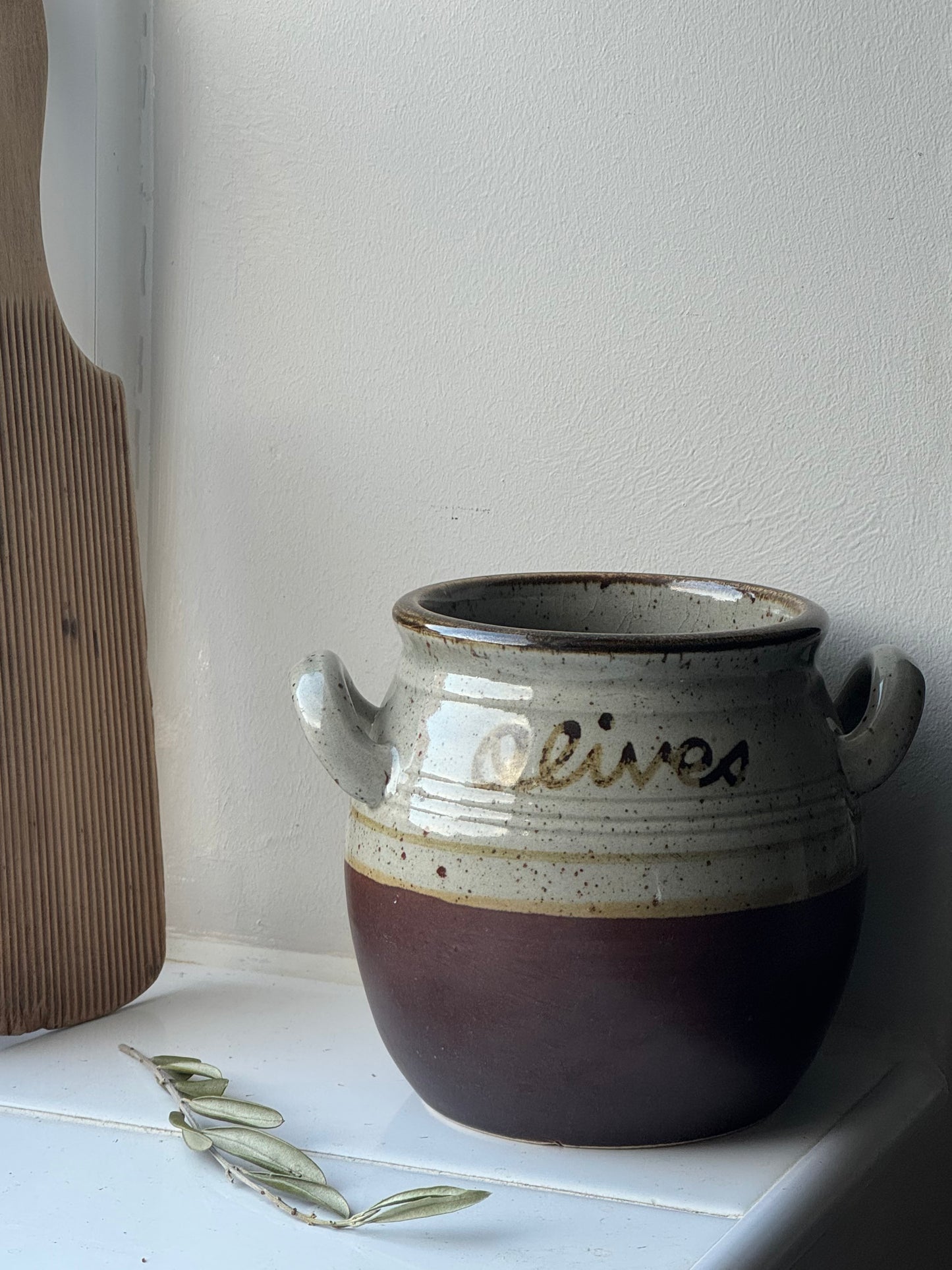 Vintage Twin Handle Olive Pot