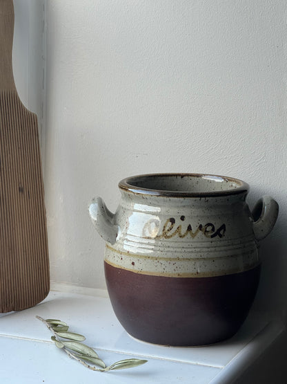 Vintage Twin Handle Olive Pot