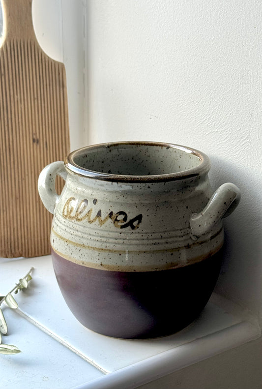 Vintage Twin Handle Olive Pot