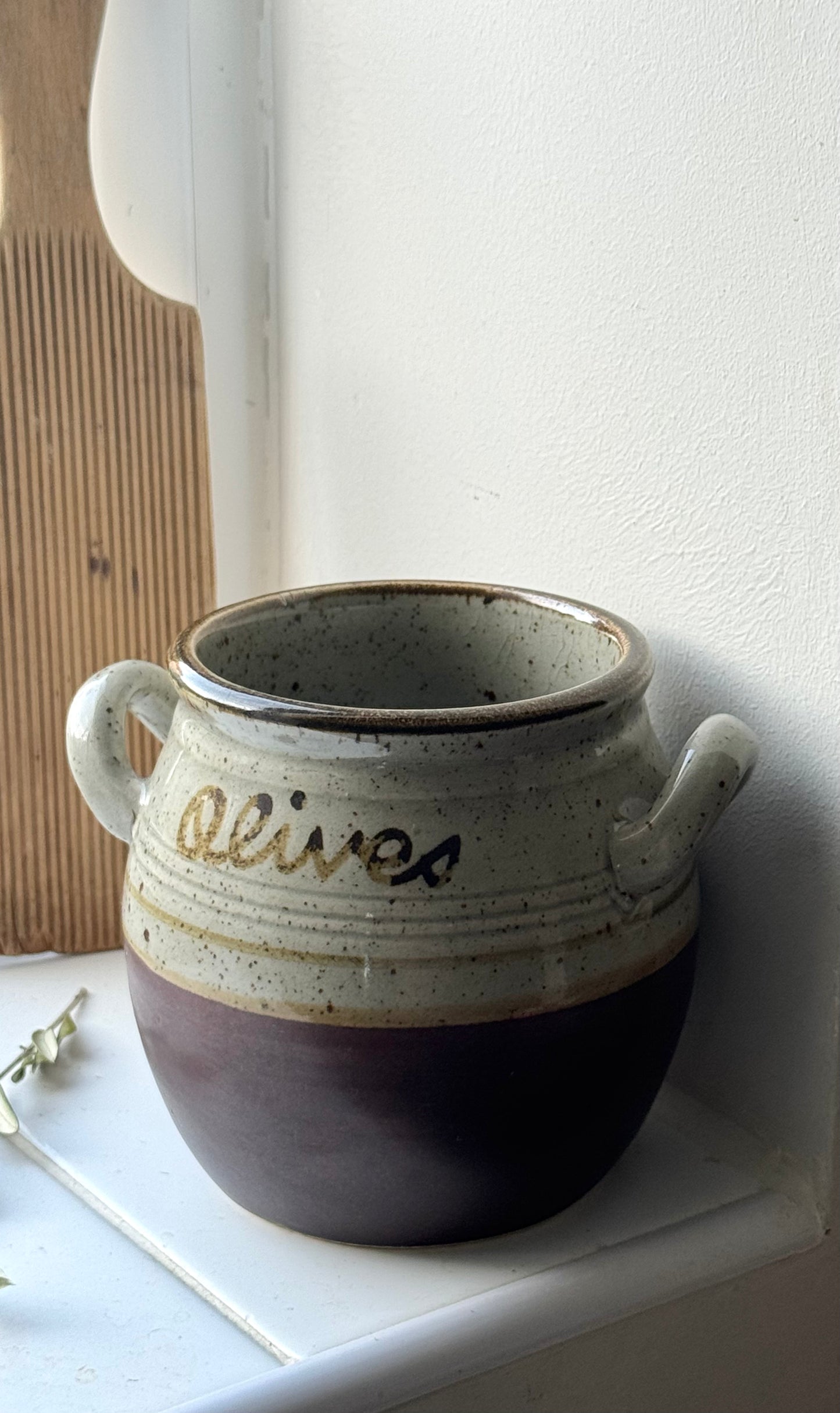 Vintage Twin Handle Olive Pot