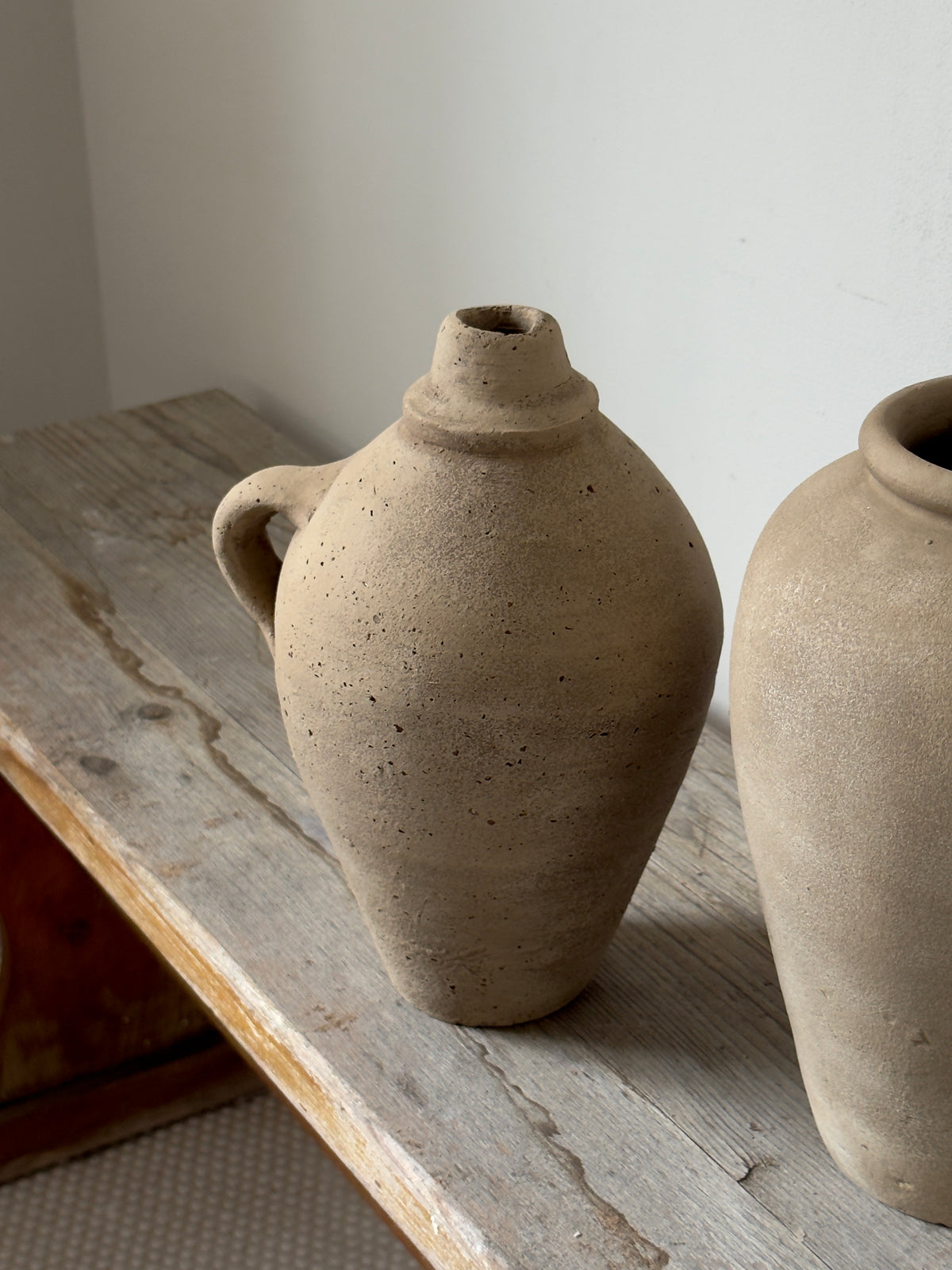 Up-Cycled | Beige Brown Handled Rounded Vessel