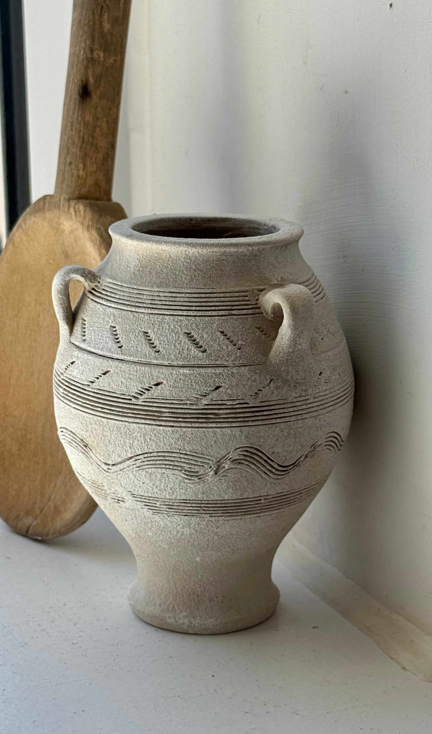 Up-Cycled | Small Tapered Pattern Handled Vase