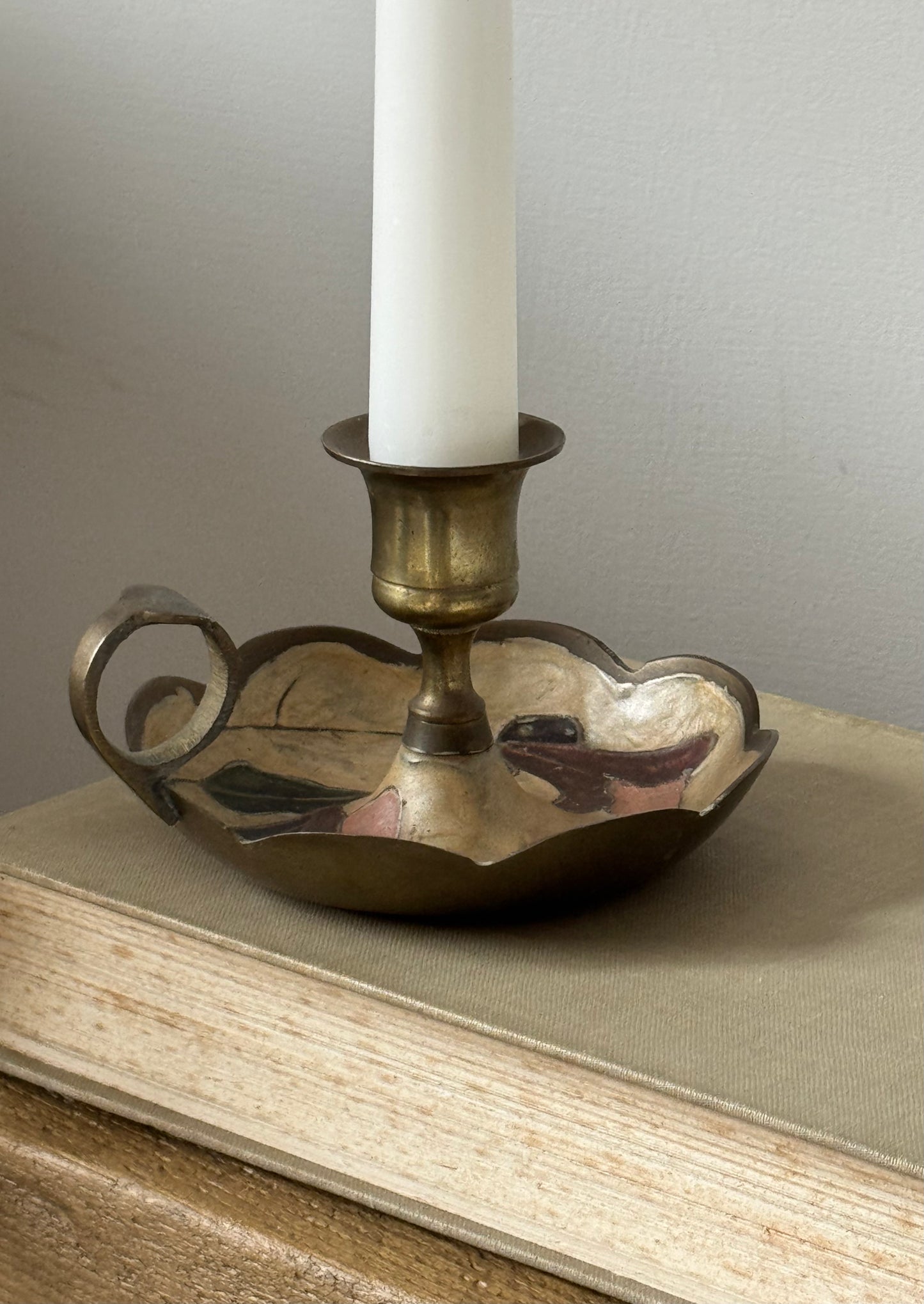 Vintage Scalloped Floral Candle Holder
