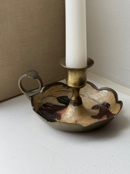 Vintage Scalloped Floral Candle Holder